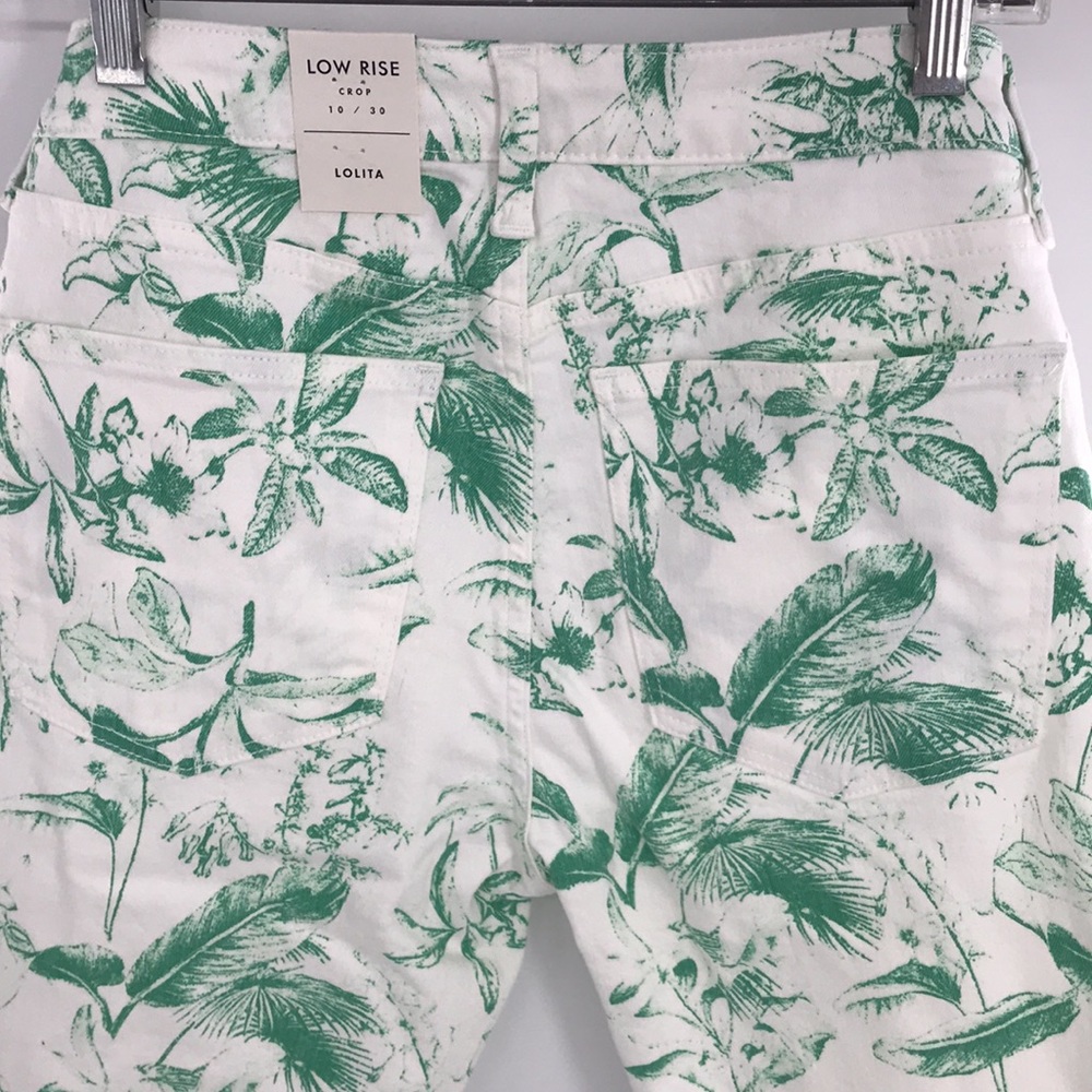 NEW Lucky Brand Low Rise Crop Jeans Palm Green/ White Tropical Print Sz 10/30 - Picture 8 of 14